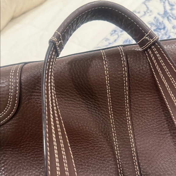 Coach Chocolate Brown Leather Tote with Gold Accents - Picture 11 of 12